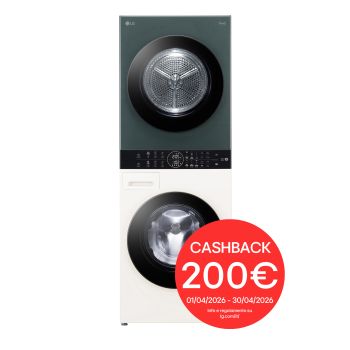 Foto frontale della washtower LG WT1210EGF con bollo cashback